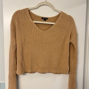 Tan Ribbed Knit Sweater